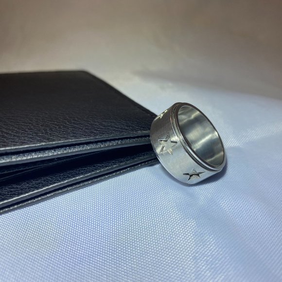 STAINLESS STEEL STARS RING - Picture 1 of 4